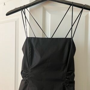 Black cotton Midi Dress w/ pockets